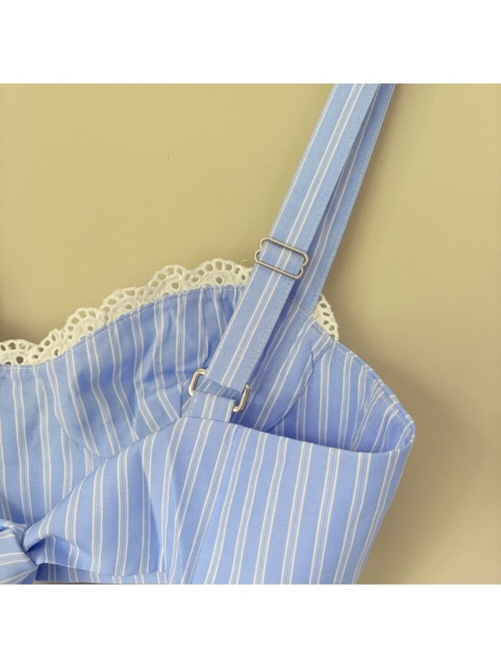 NEW Reformation Pippa Two Piece Set Top Pants Sky Blue Stripe | US 2 UK 6 - Picture 12 of 15